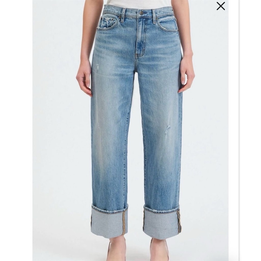 DAZE Women's Eastside High Waist Cuff Crop Straight Leg Jeans Blue Size 29